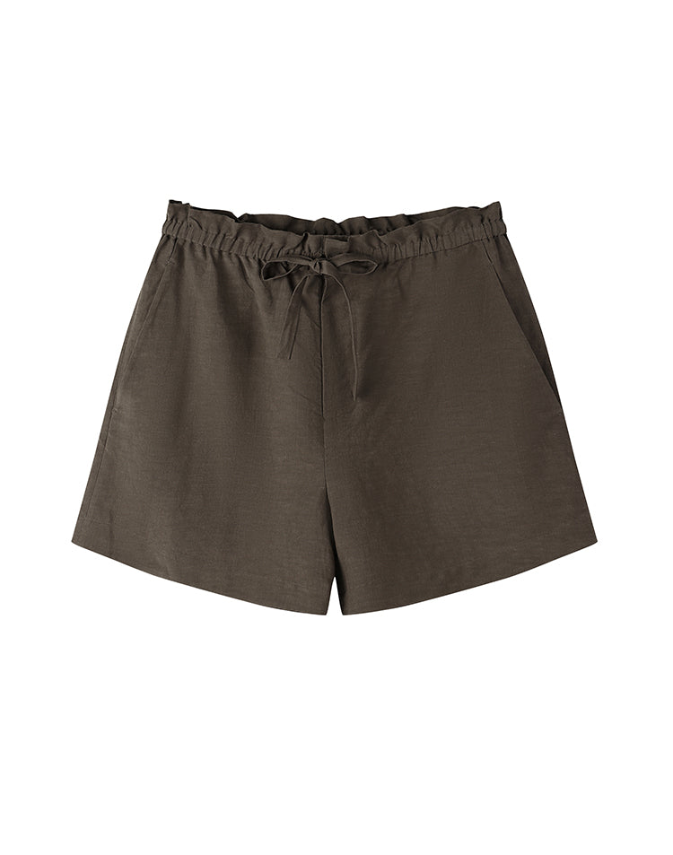 Solid Brown Loose Shorts