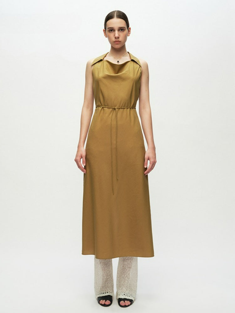 Swing Neck Sleeveless Lace-up Dress