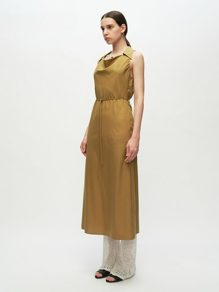 Swing Neck Sleeveless Lace-up Dress