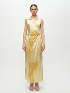 Yellow Printed Halter Dress