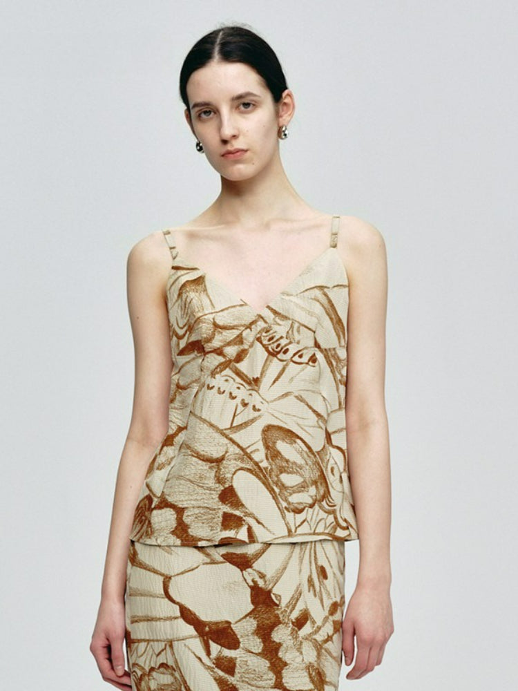 Butterfly Print Suspender Top