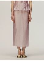 Pink Straight Long Skirt