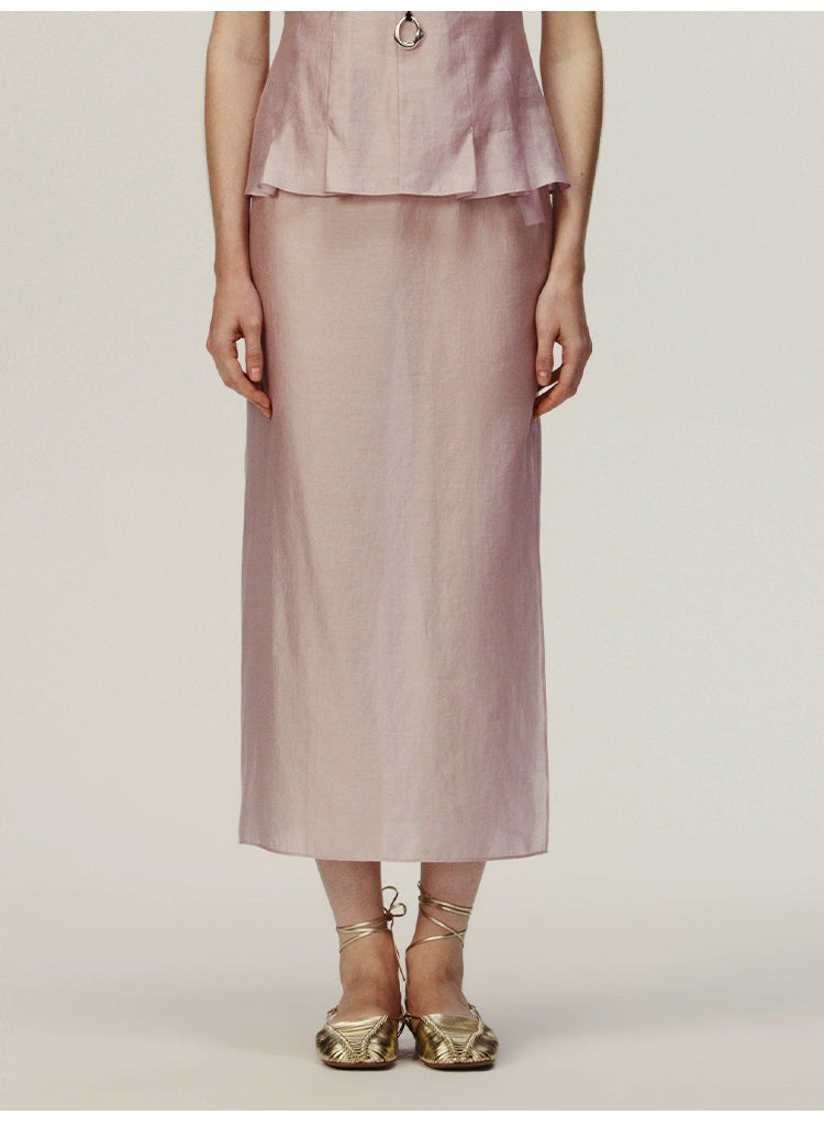 Pink Straight Long Skirt