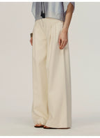 White High-waisted Straight-leg Denim Trousers