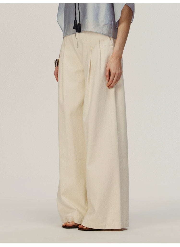White High-waisted Straight-leg Denim Trousers