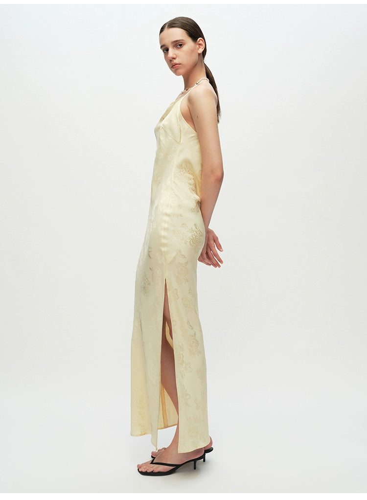 Champagne Jacquard Suspender Dress