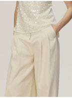 White High-waisted Straight-leg Denim Trousers