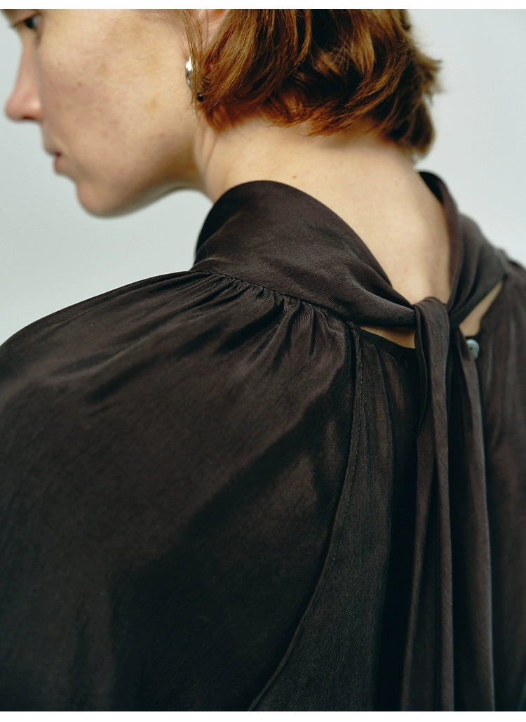 Dark Brown Turtleneck Loose Dress