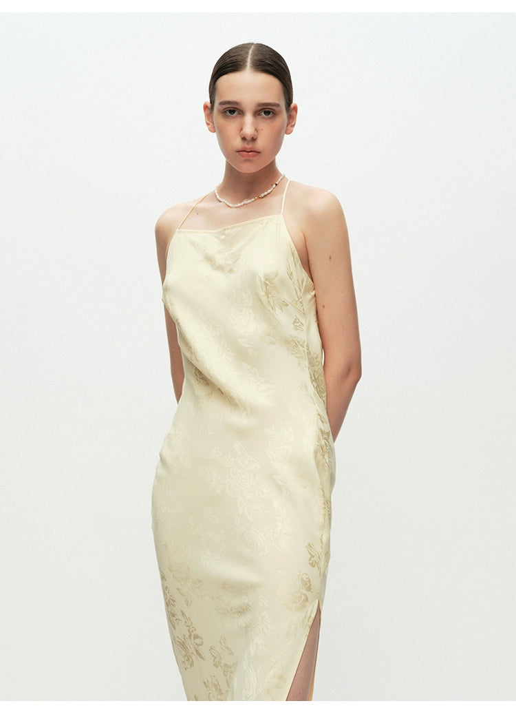 Champagne Jacquard Suspender Dress