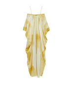 Yellow Printing Drape Suspender Dress