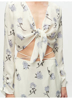 Rose Print Tied Knot Top