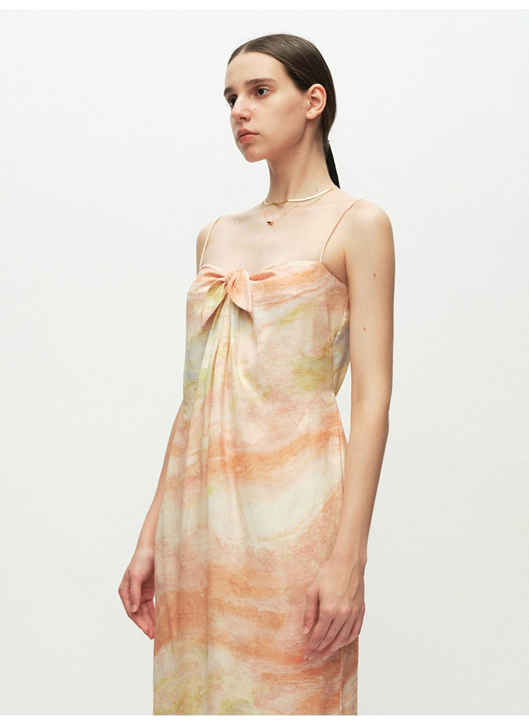 Print Tie Midi Dress