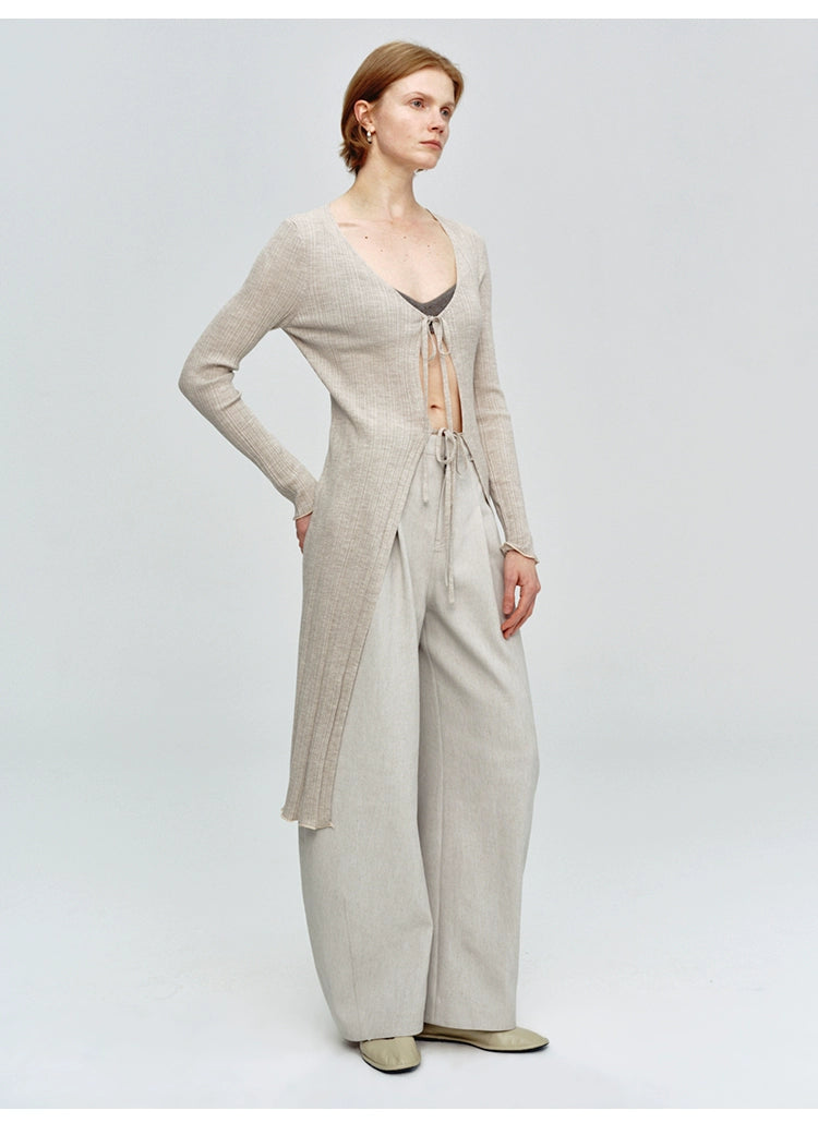 Rib Long Sleeve Cardigan Sweater