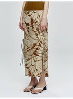 Tied Knot Butterfly Print Ankle Skirt