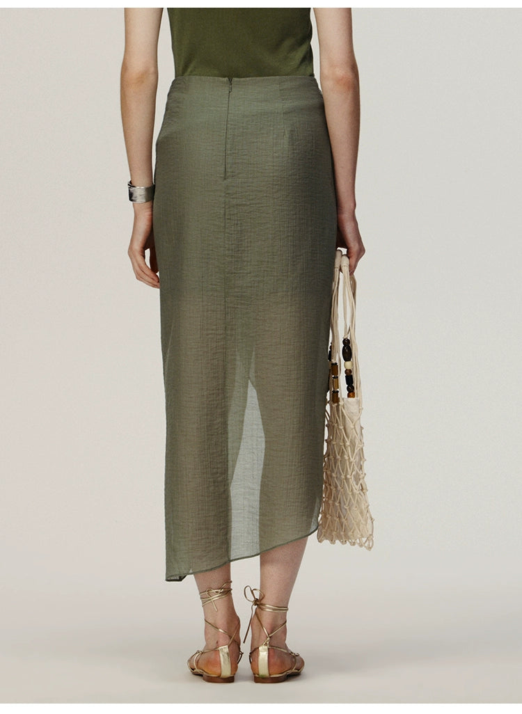 Dark Green Knot Long Skirt