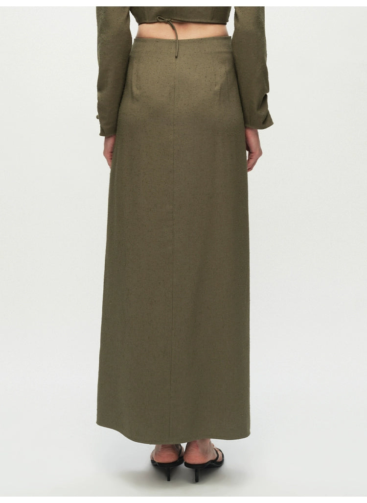 Army Green Straight Ankle Length Skirt