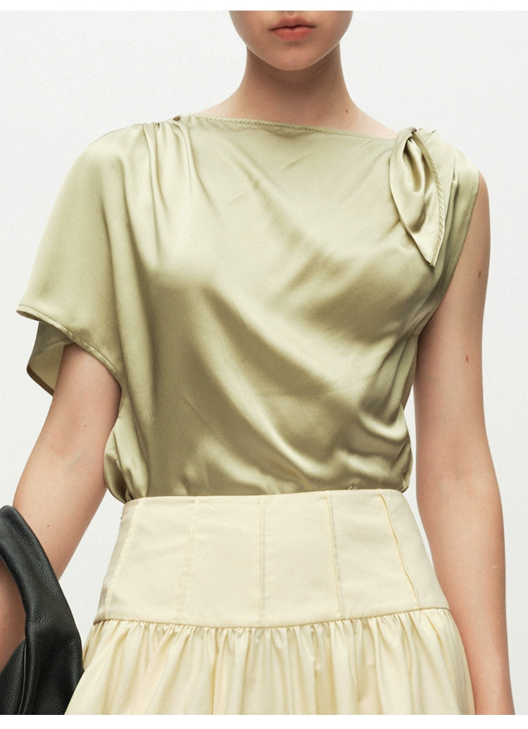 Green Tie-knot Asymmetrical Top