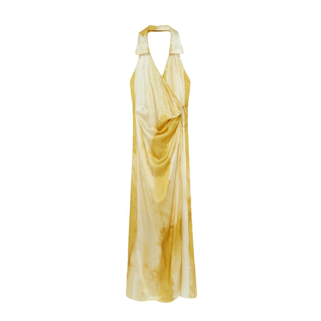Yellow Printed Halter Dress