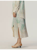 Mint Green Print Tied Skirt
