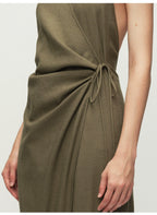 Army green Backless Sleeveless Dress