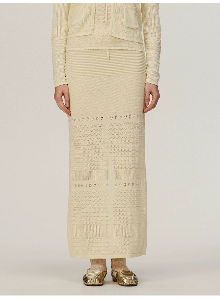 Yellow Straight Knitted Skirt
