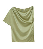 Green Tie-knot Asymmetrical Top