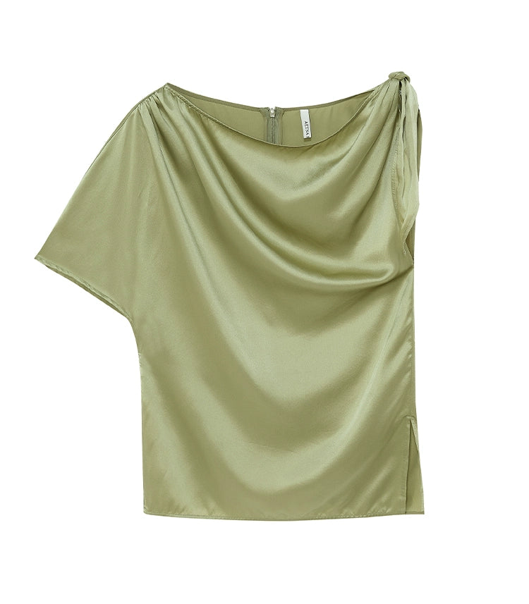 Green Tie-knot Asymmetrical Top