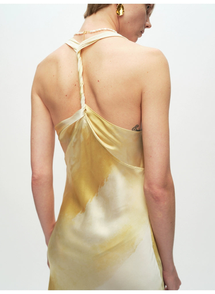 Yellow Knot Ruffled Midi Dress