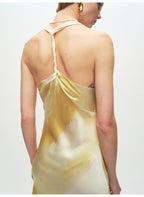 Yellow Knot Ruffled Midi Dress