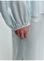 Sky Blue A-shaped Long-sleeved Blouse