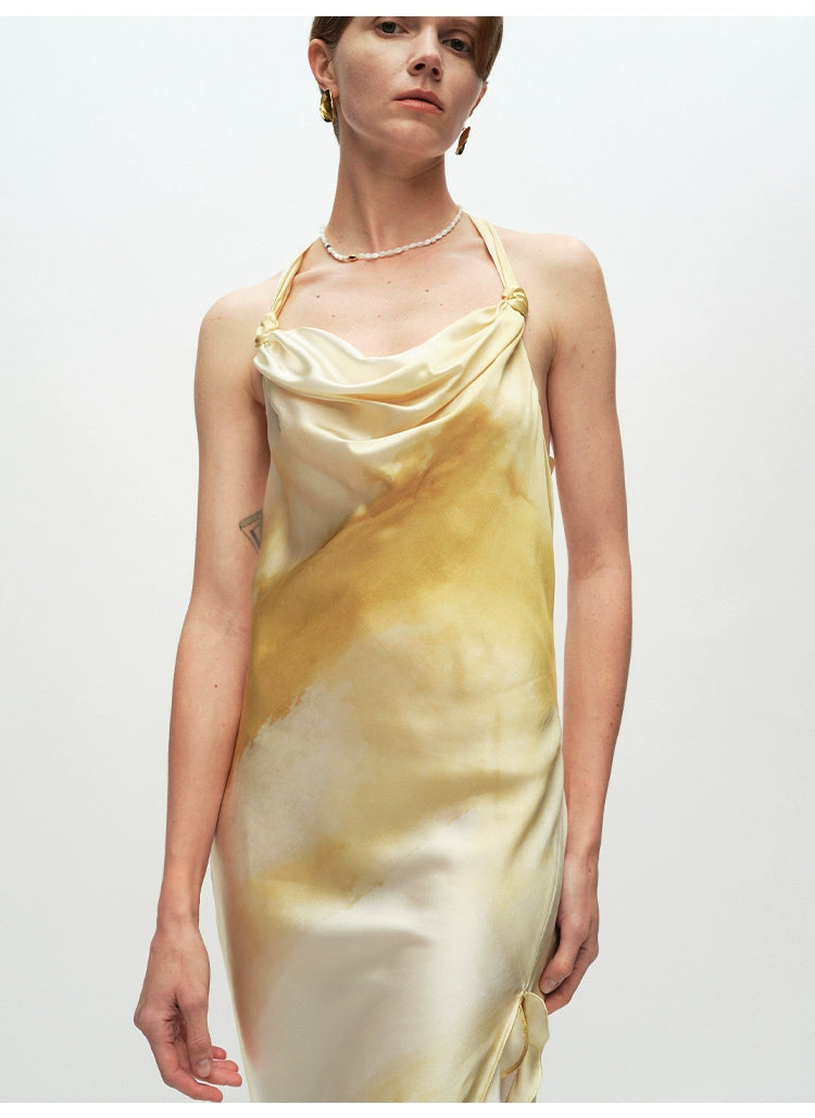 Yellow Knot Ruffled Midi Dress