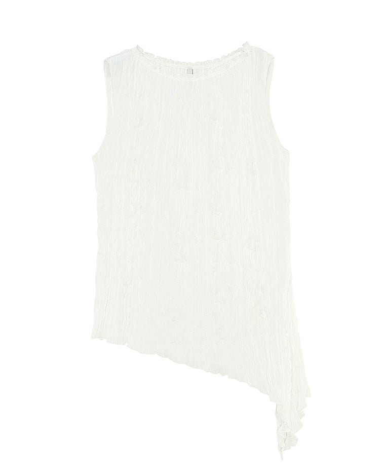 White Asymmetrical Sleeveless Top