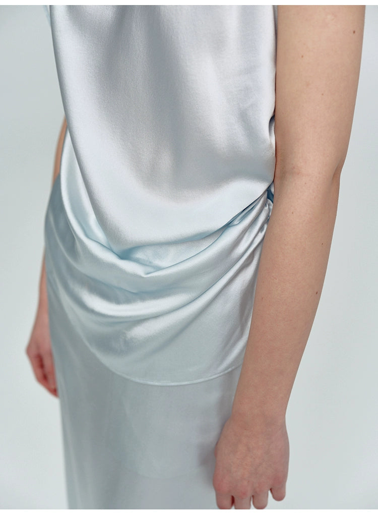 Pleated Asymmetrical Sleeveless Top