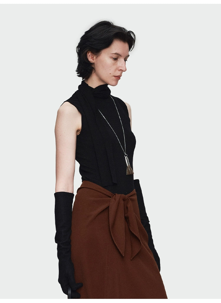 Streamer Collar Knitted Vest Top