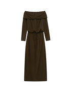 Off Shoulder Long-sleeved Knitted Dress