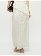 Pleated Straight Ankle Length Skirt