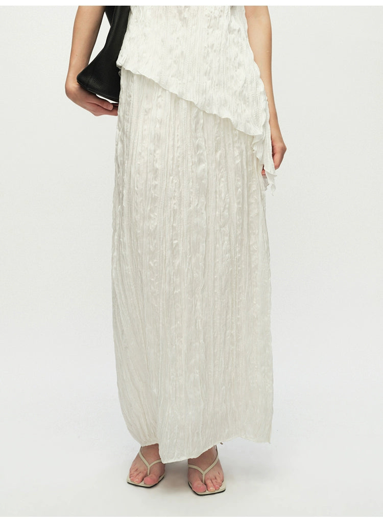 Pleated Straight Ankle Length Skirt