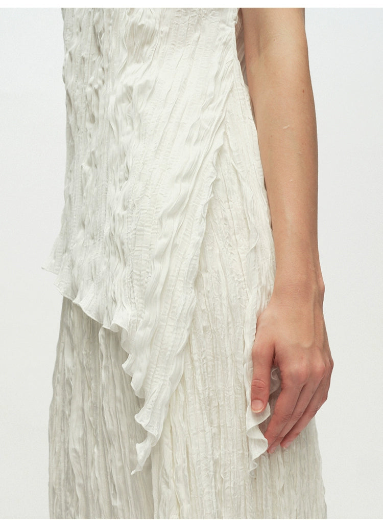 White Asymmetrical Sleeveless Top