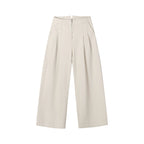 White High-waisted Straight-leg Denim Trousers