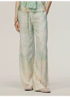 Mint green Printing Loose Trousers