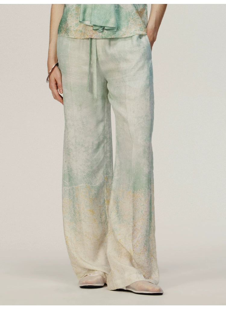 Mint green Printing Loose Trousers
