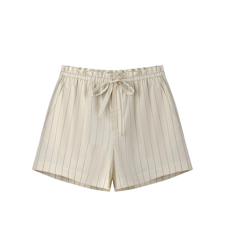 Striped Elastic Loose Shorts