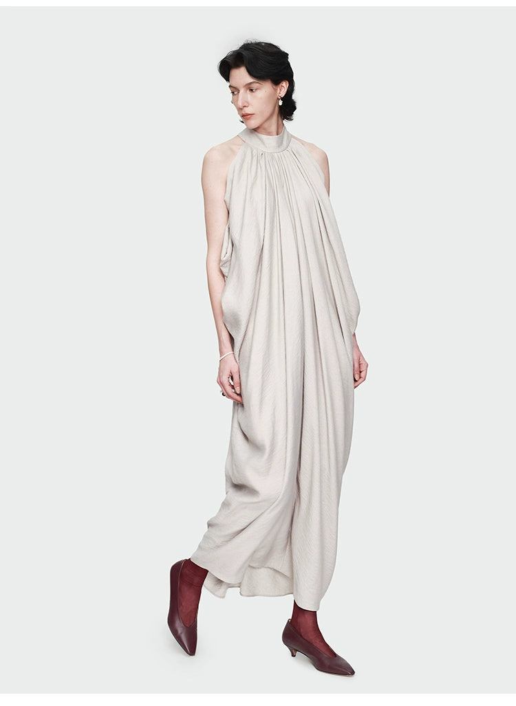 Gray Halter Loose Maxi Dress