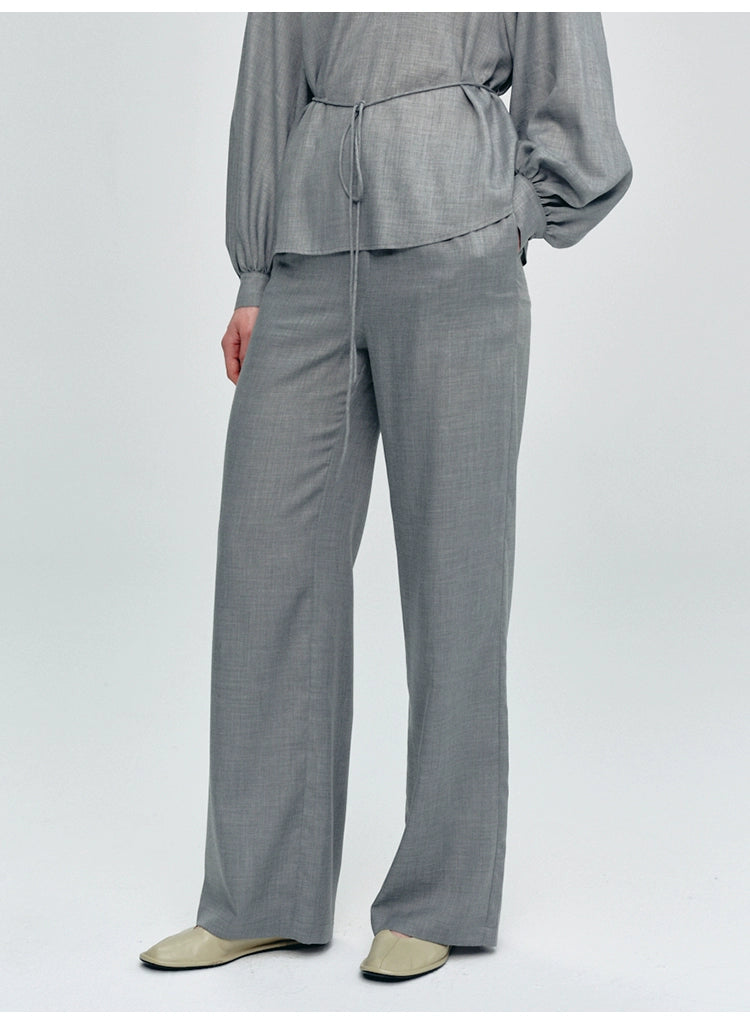 Gray Elastic Loose Trousers