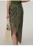 Dark Green Knot Long Skirt