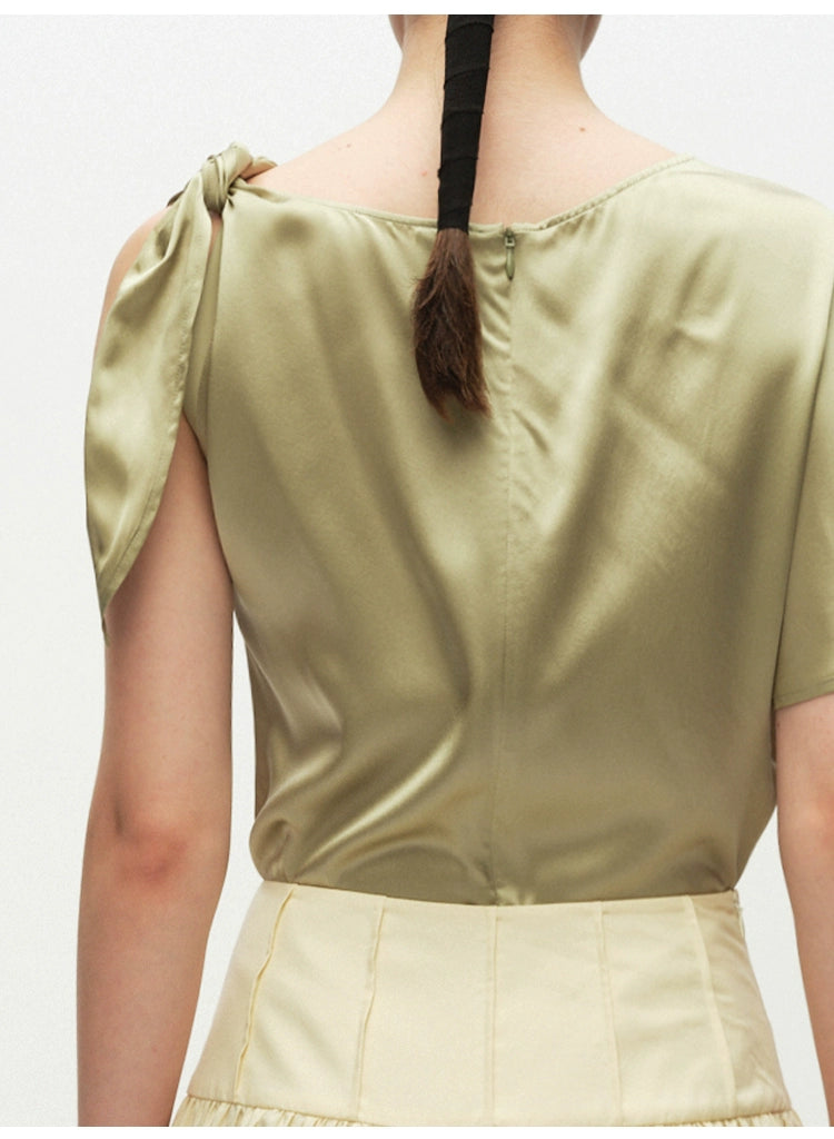 Green Tie-knot Asymmetrical Top