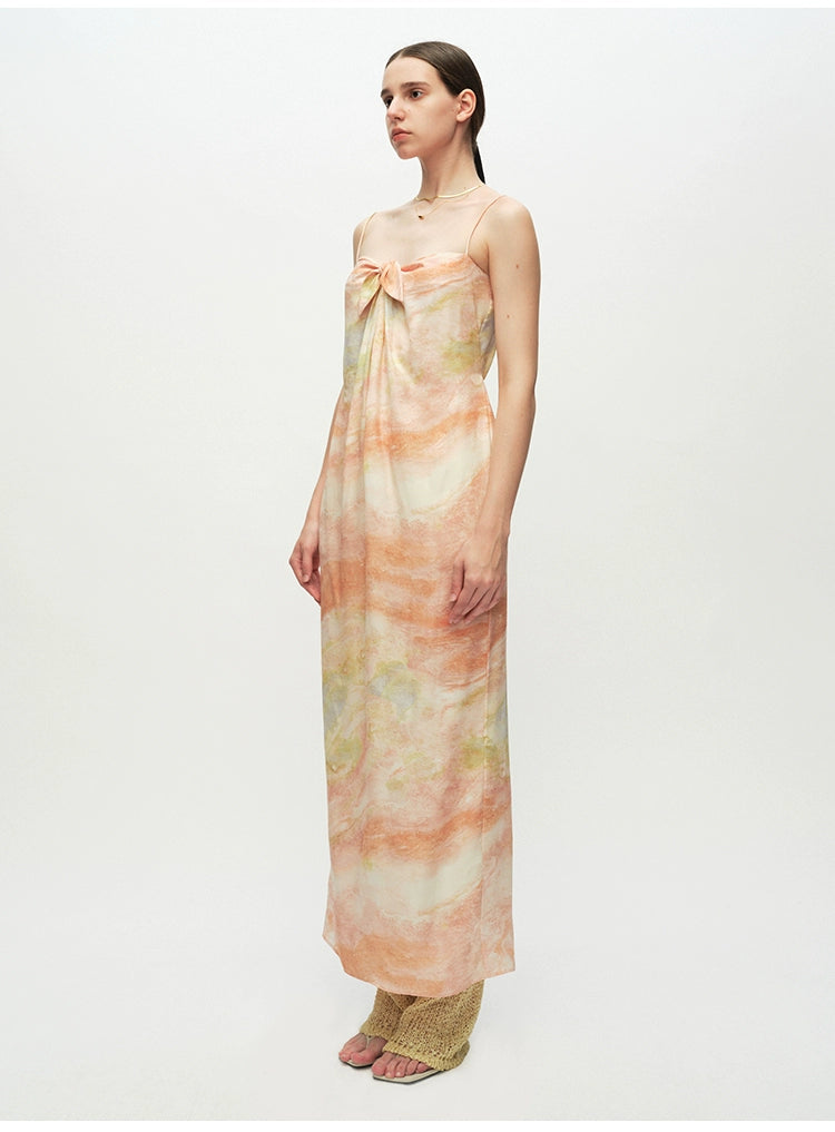 Print Tie Midi Dress