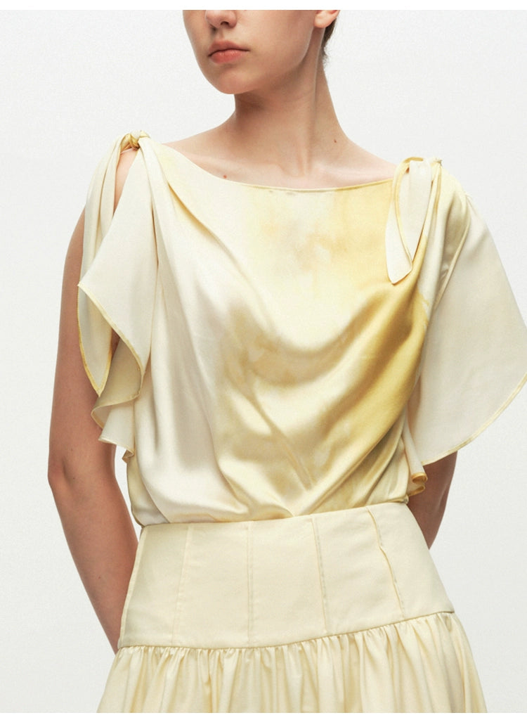 Yellow Printed Ruffled Top