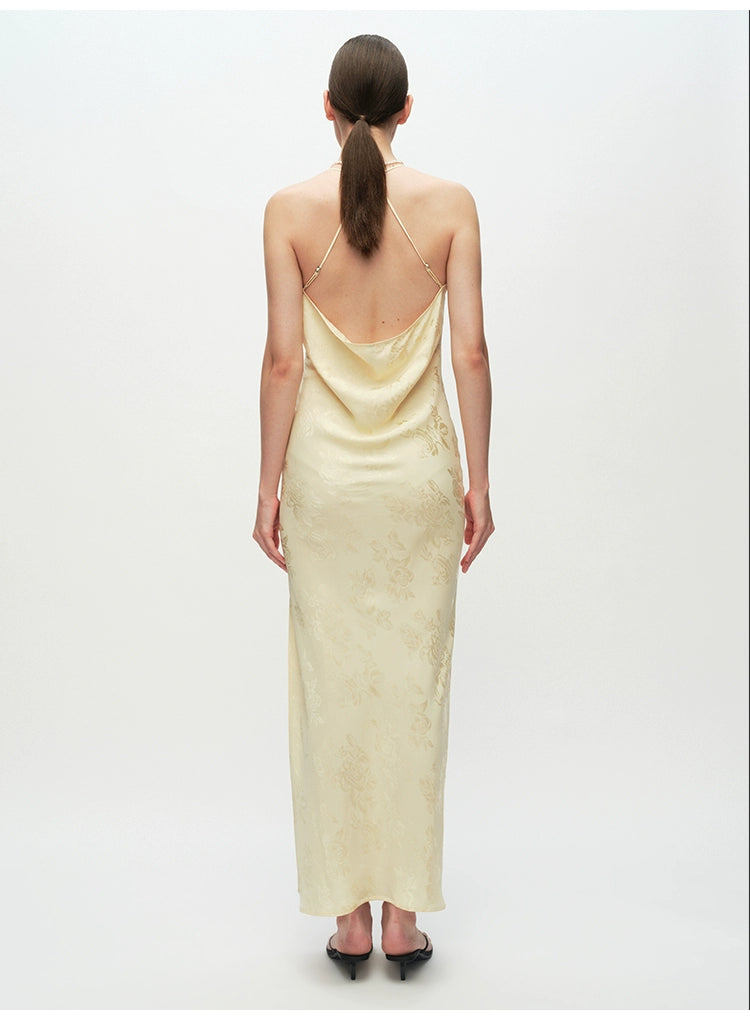 Champagne Jacquard Suspender Dress
