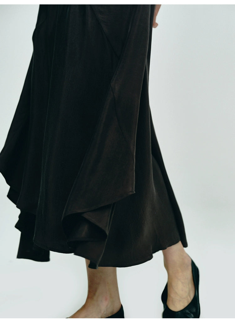 Dark Brown Short-sleeved Dress